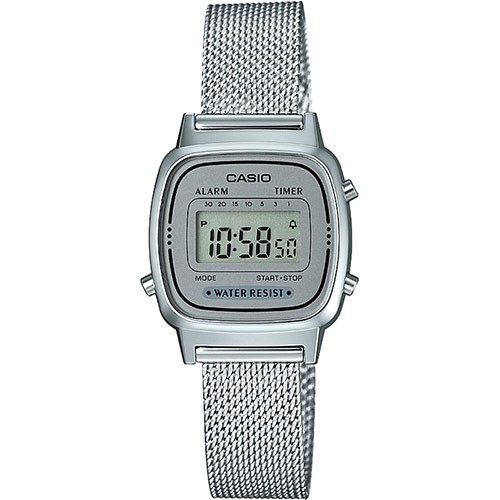 RELOJ CASIO RETRO VINTAGE MINI PLATA MALLA LA670WEM-7EF