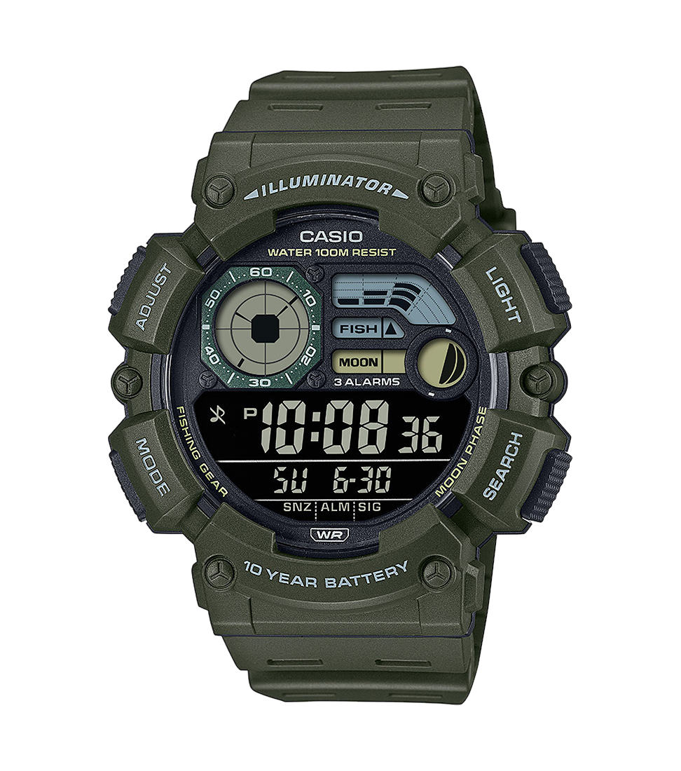 RELOJ CASIO WS-1500H-3BVEF FISHING GEAR PARA PESCA VERDE