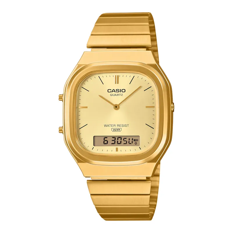 Reloj Casio Retro Vintage Dorado para Hombre – Analógico + Digital, Icónico y Elegante Ref. AQ-240EG-9AEF