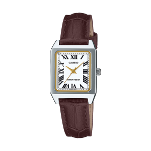 Reloj Casio de Mujer, Tank, Elegancia en piel marrón, Caja de acero estilo clásico Atemporal, Ref. LTP-B150L-7B2EF